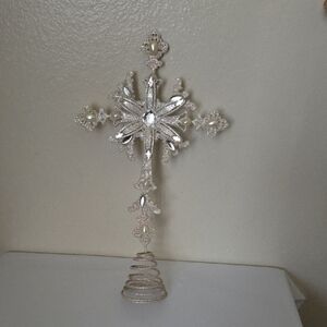 Elegant Silver Holiday Cross Decoration